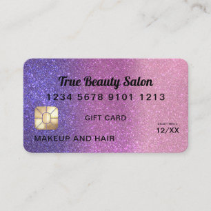 Violet Pink Glitzer Kreditkartenauszug Visitenkarte