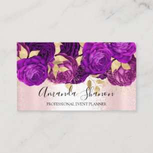 Violet Pink Gold Blume Logo Event Planner QRCode Visitenkarte