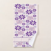 Violet Pink Indigo Blume Doodle Mit Monogramm Badhandtuch Set (Handtuch)