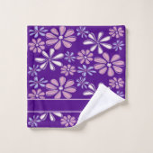 Violet Pink Indigo Blume Doodle Mit Monogramm Badhandtuch Set (Waschlappen)