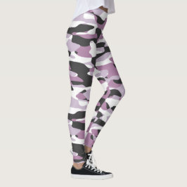 Violet Pink Lila Grau Weiß Camouflage Muster Leggings