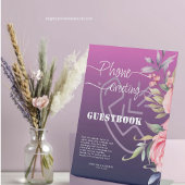 Violet Pink Peony Wedding Phone Grußbuch Sockelschild