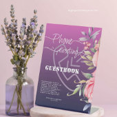 Violet Pink Peony Wedding Phone Grußbuch Sockelschild