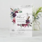 Violet Plum Floral QR Code UAWG Bohemische Hochzei Einladung (Stehend Vorderseite)