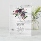 Violet Plum floral rustikaler QR Code Bohemisch Ho Einladung (Stehend Vorderseite)