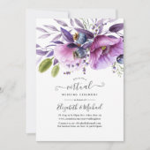 Violet Poppy Bloral Online Virtual Wedding Einladung (Vorderseite)