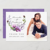 Violet Poppy Floral Wedding Danke Foto (Vorne/Hinten)