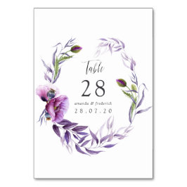 Violet Poppy Floral Wedding Tischnummer