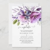 Violet Poppy Floral Wedding Update Einladung (Vorderseite)