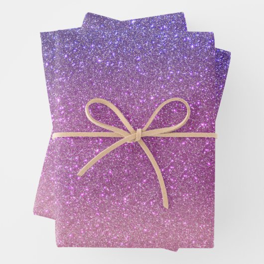 Violet Princess Blush Pink Triple Glitzer Ombre Geschenkpapier Set (Beispiel)