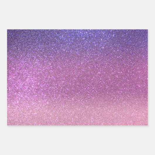 Violet Princess Blush Pink Triple Glitzer Ombre Geschenkpapier Set (Vorderseite)