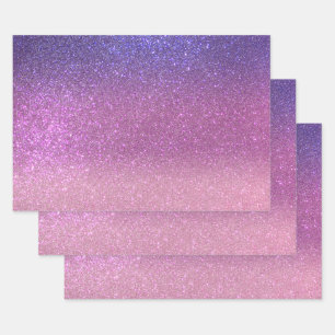 Violet Princess Blush Pink Triple Glitzer Ombre Geschenkpapier Set