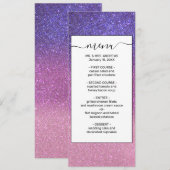 Violet Princess Blush Pink Triple Glitzer Ombre Menükarte (Vorne/Hinten)
