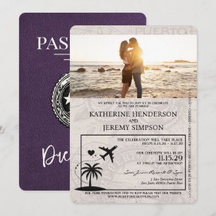 Violet Puerto Rico Passport Hochzeit Einladung