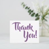 Violet Purple Calligraphy Thank You Postkarte (Stehend Vorderseite)