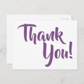 Violet Purple Calligraphy Thank You Postkarte (Vorne/Hinten)
