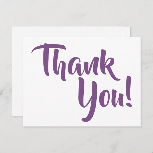 Violet Purple Calligraphy Thank You Postkarte (Vorne/Hinten)