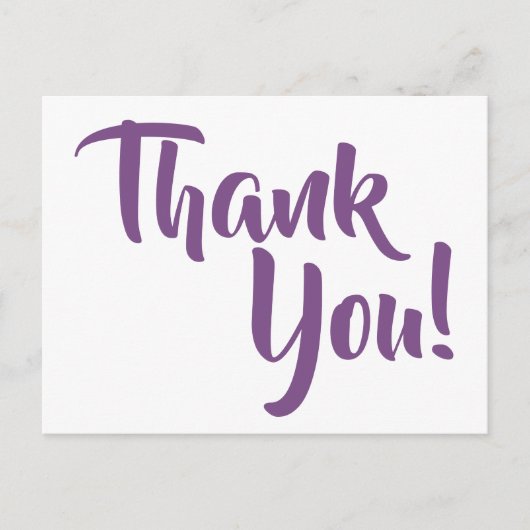 Violet Purple Calligraphy Thank You Postkarte (Vorderseite)