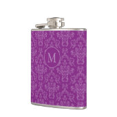 Violet Purple Elegant Vintage Damask Monogram Flachmann (Links)
