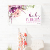 Violet Purple Floral Baby In Bloom Baby Shower Banner (Insitu)