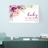 Violet Purple Floral Baby In Bloom Baby Shower Banner (Messeveranstaltung)