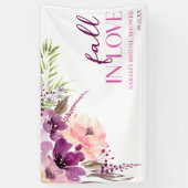 Violet Purple Floral Fall In Love Bridal Shower Banner (Vertikal)