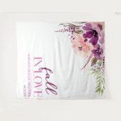 Violet Purple Floral Fall In Love Bridal Shower Wandteppich (Vorderseite (Horizontal))