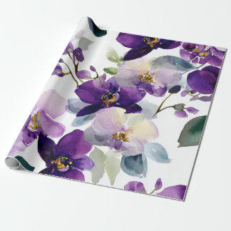 Violet Purple Orchid Elegant Floral Botanical Geschenkpapier