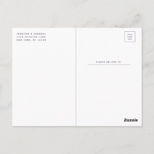 Violet Purple Romantic Brushed Frame Save the Date Postkarte (Rückseite)