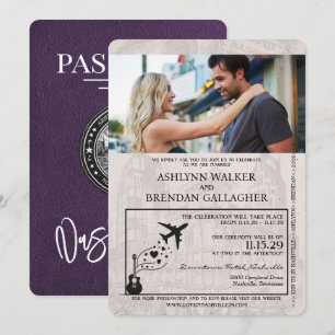 Violet PurpleNashville Passport Wedding Einladung