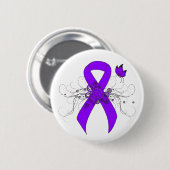 Violet Ribbon Butterfly, Hodgkin-Lymphom Button (Vorne & Hinten)