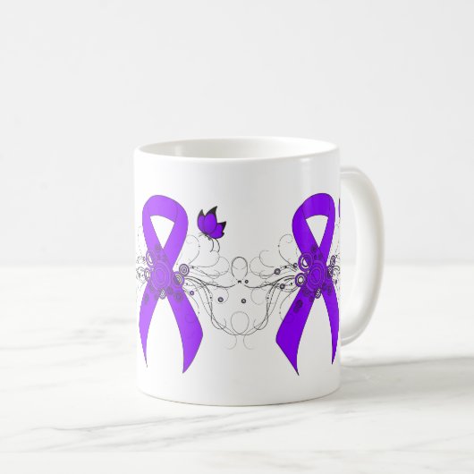 Violet Ribbon Butterfly, Hodgkin-Lymphom Kaffeetasse (VorderseiteRechts)