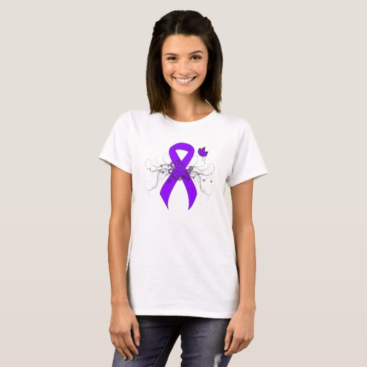 Violet Ribbon Butterfly, Hodgkin-Lymphom T-Shirt (Vorne ganz)