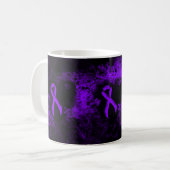 Violet Ribbon Grunge Herz, Hodgkin-Lymphom Kaffeetasse (Vorderseite Links)