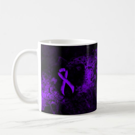Violet Ribbon Grunge Herz, Hodgkin-Lymphom Kaffeetasse (Links)