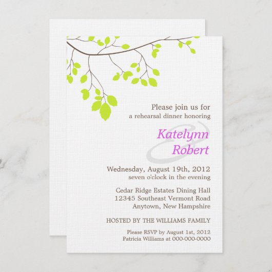 Violet Romance Probe Dinner Einladung (Vorne/Hinten)