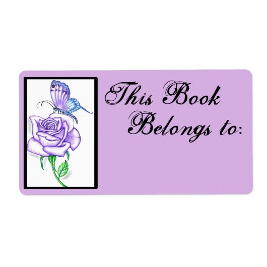 Violet Rose Book Ownership Label ~plum (Vorne)