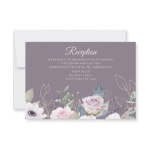 Violet Rose Gold Aquarell Empfang Card