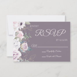 Violet Rose Gold Aquarellfarben RSVP-Karte RSVP Karte