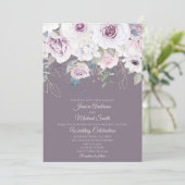 Violet Rose Gold BLÄTTER Blumenkarte Einladung (Stehend Vorderseite)