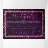 Violet Rose Gold Sprinkler Konfetti Detail UAWG Dreifach Gefaltete Einladung (Innenseite Mitte)