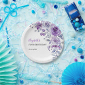 Violet Rose Greenery Floral Geburtstag Pappteller (Party)