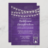 Violet Rustic Mason Jar Lights Einladung Hochzeit (Vorne/Hinten)