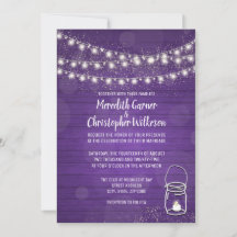 Violet Rustic Mason Jar Lights Einladung Hochzeit