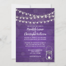 Violet Rustic Mason Jar Lights Einladung Hochzeit