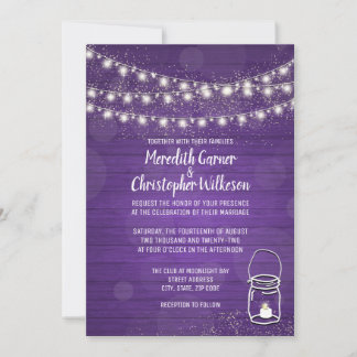 Violet Rustic Mason Jar Lights Einladung Hochzeit