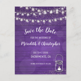 Violet Rustic Mason Jar Wedding Save the Date Ankündigungspostkarte