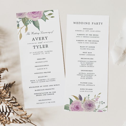 Violet & Sage Wedding Programm
