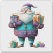 Violet Santa Bringing Weihnachtsfreude Aufkleber (Vorderseite)