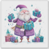 Violet Santa Spreading Freude mit Geschenken Aufkleber (Vorderseite)